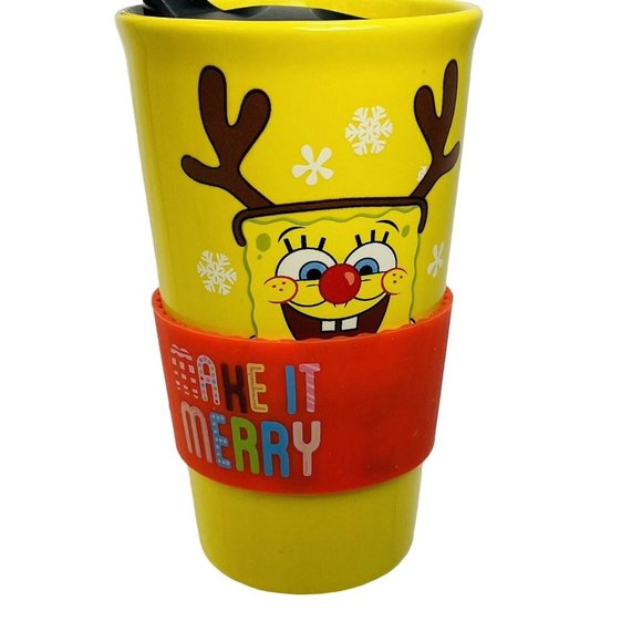 Spongebob Squarepants Travel Cup Silicone Sleeve Stephen Hillenburg 16oz Holiday - Picture 16 of 16